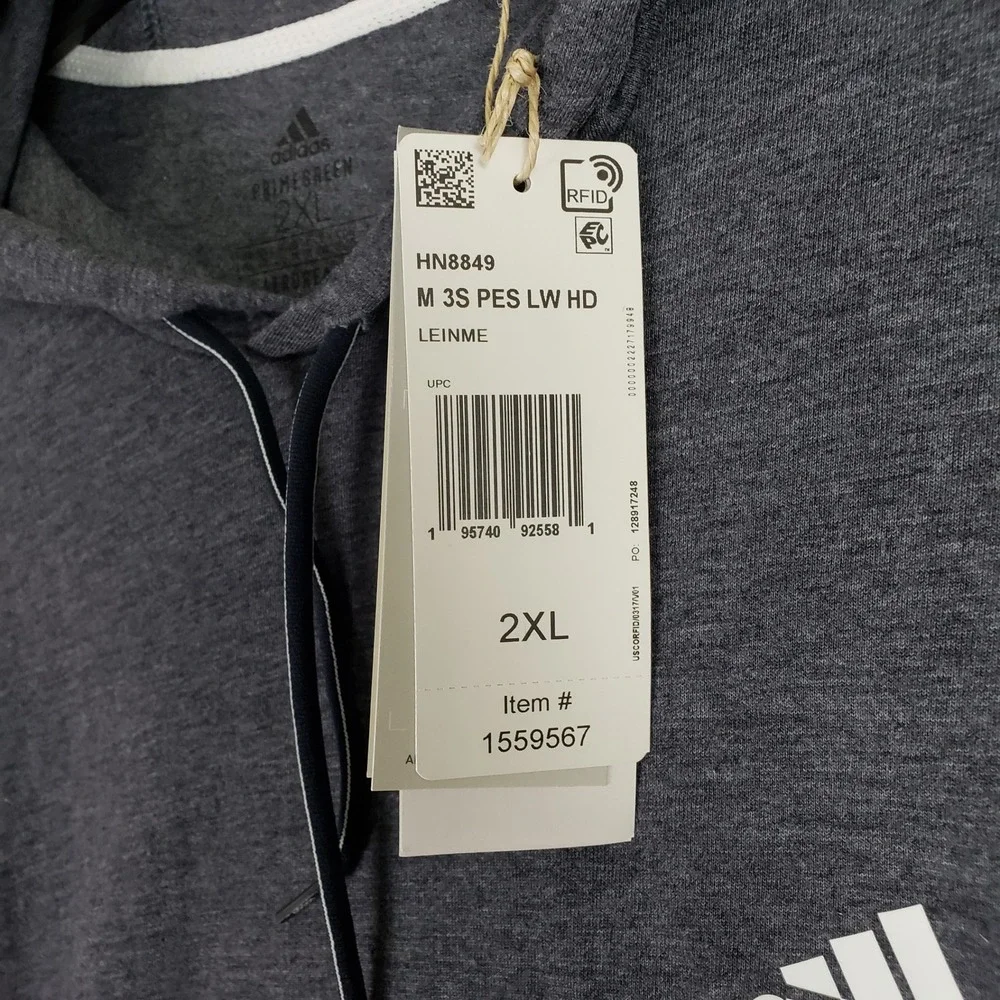 Adidas Aeroready Primegreen Hoodie Mens 2XL Grey Athletic Sportswear Gym